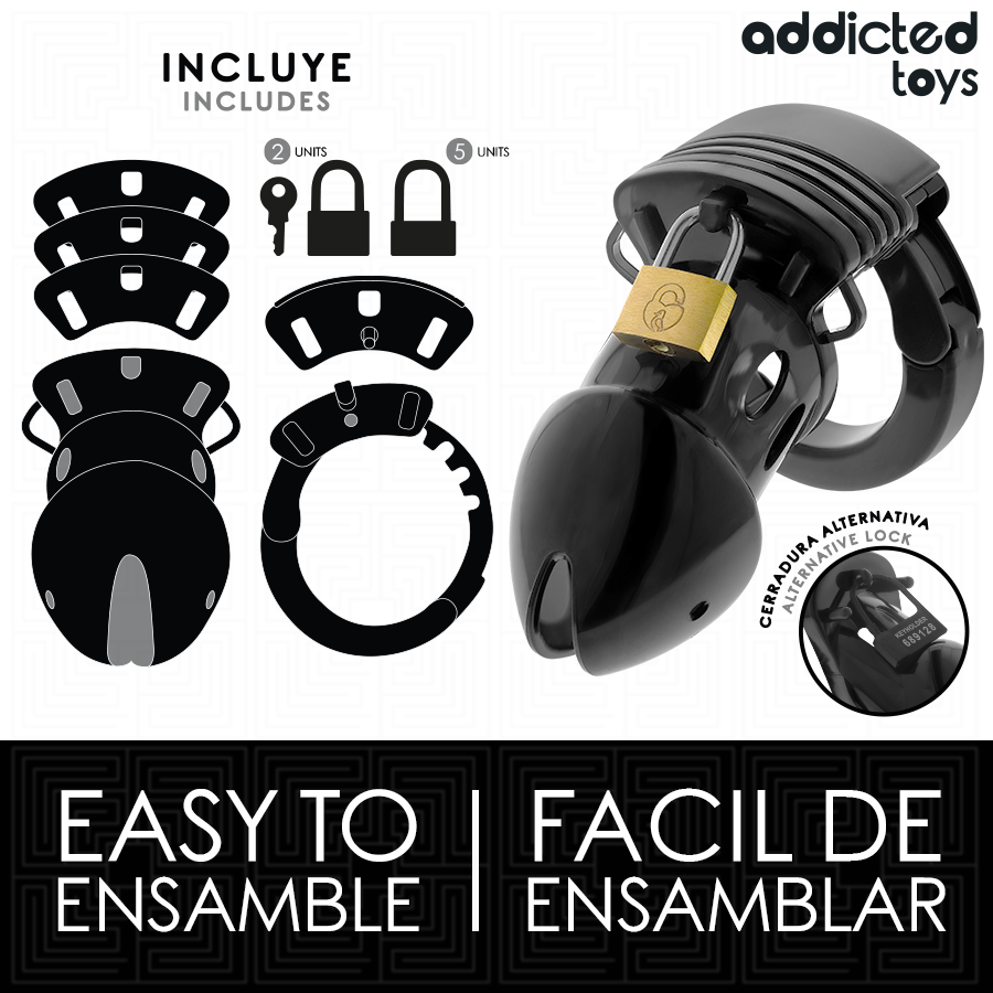 Jaula de castidad Addicted Toys con anillo ajustable, 7,5 cm