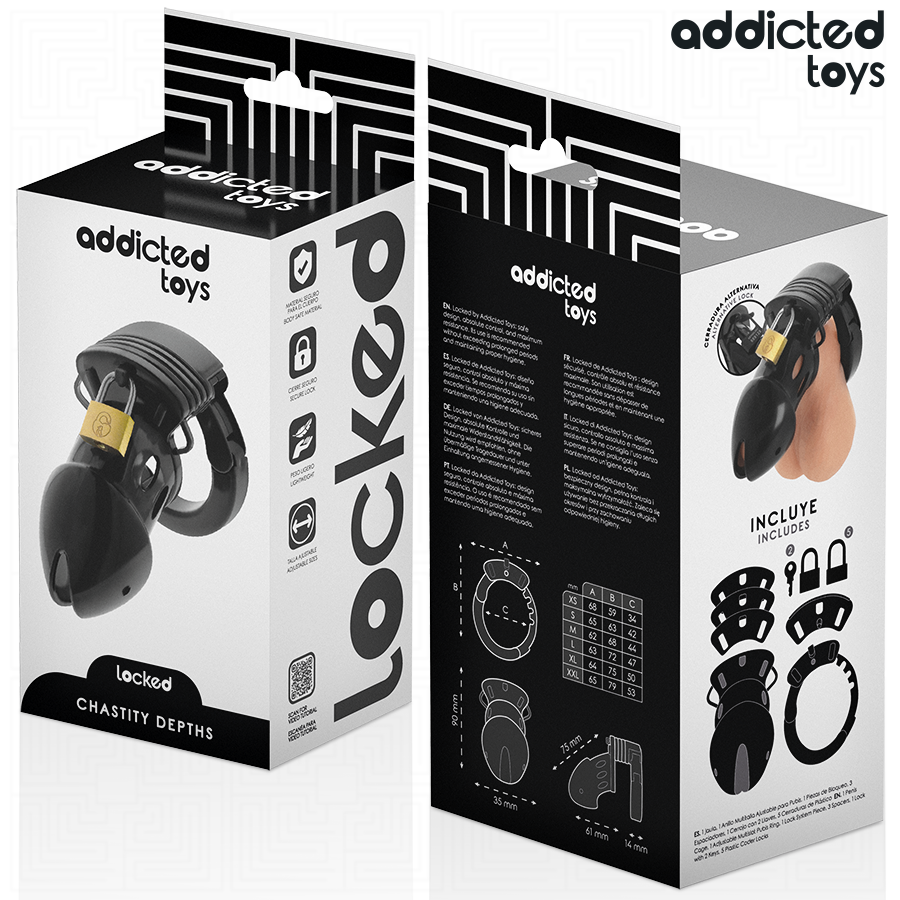 Jaula de castidad Addicted Toys con anillo ajustable, 7,5 cm
