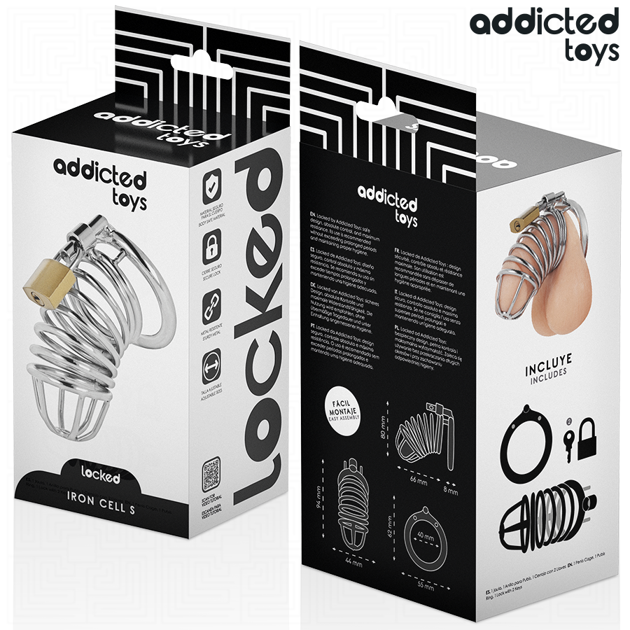 Addicted Toys Iron Cell – Peniskäfig aus Metall mit 4-cm-Ring, Größe S