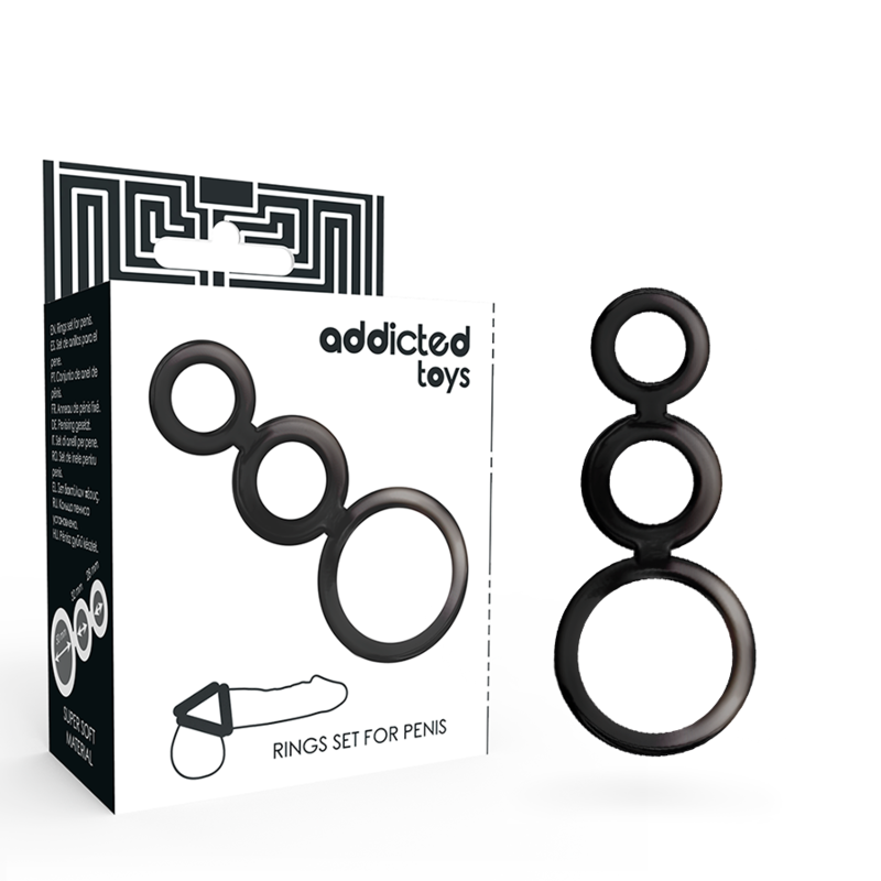 Addicted Toys – Penisring-Set mit 3 Größen – Rauchgrau
