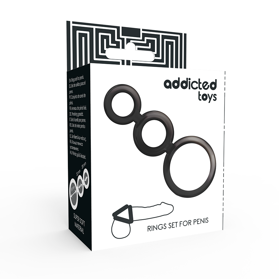 Addicted Toys – Penisring-Set mit 3 Größen – Rauchgrau