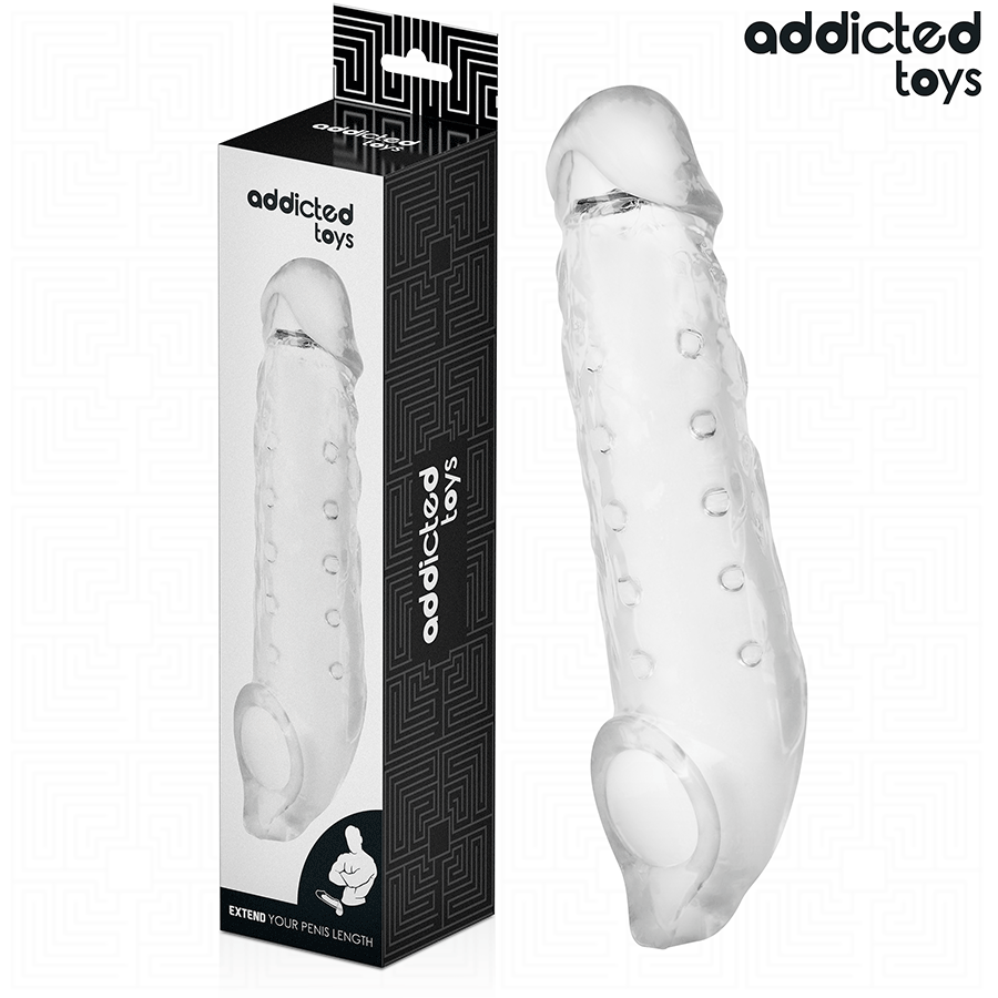 Addicted Toys – Transparente Penishülle mit Innenstruktur, 23 cm
