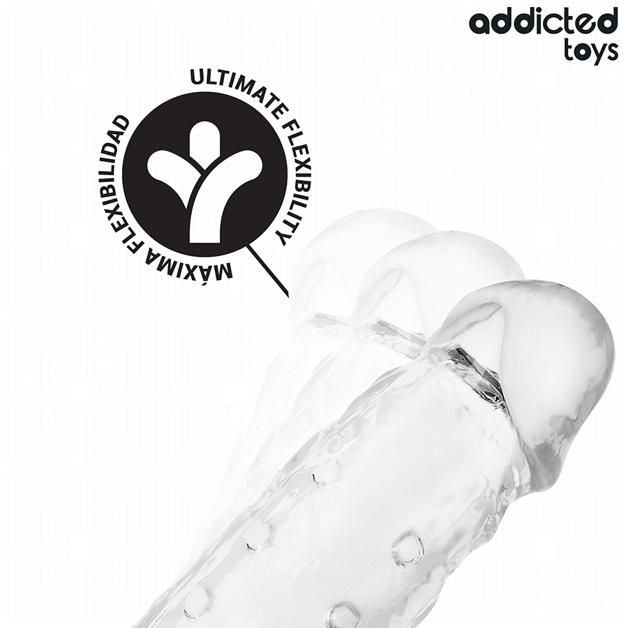 Addicted Toys – Transparente Penishülle mit Innenstruktur, 23 cm