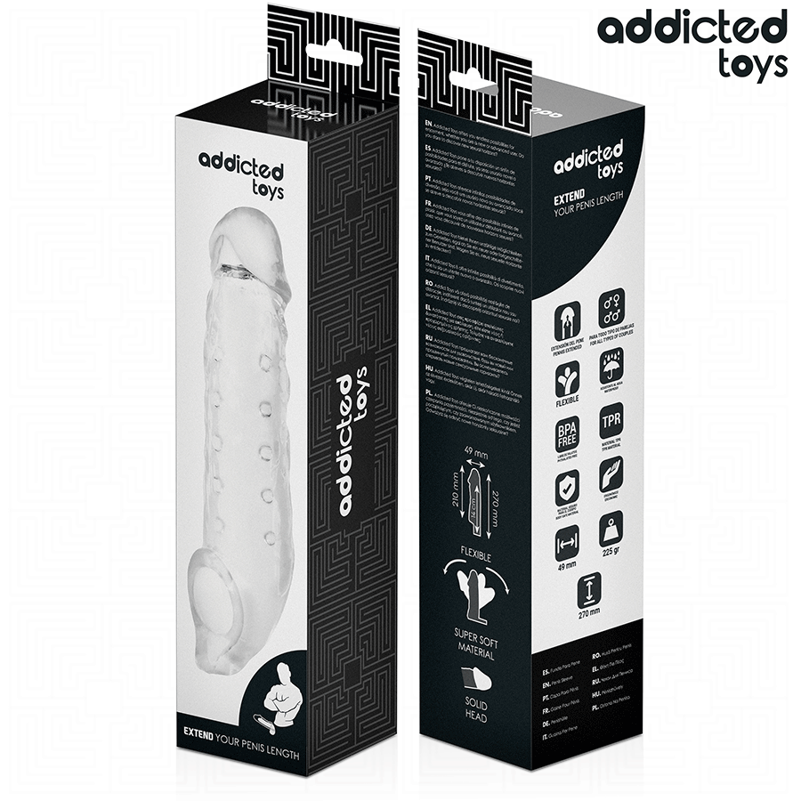 Addicted Toys – Transparente Penishülle mit Innenstruktur, 23 cm