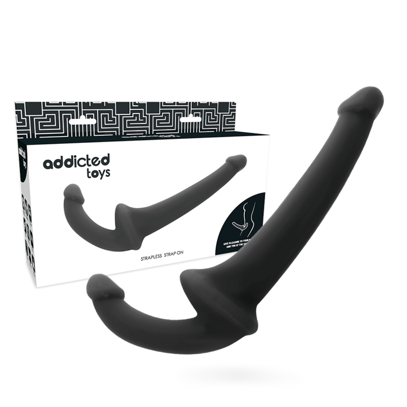 Addicted Toys – Strap-on senza imbracatura, dildo doppio – Nero