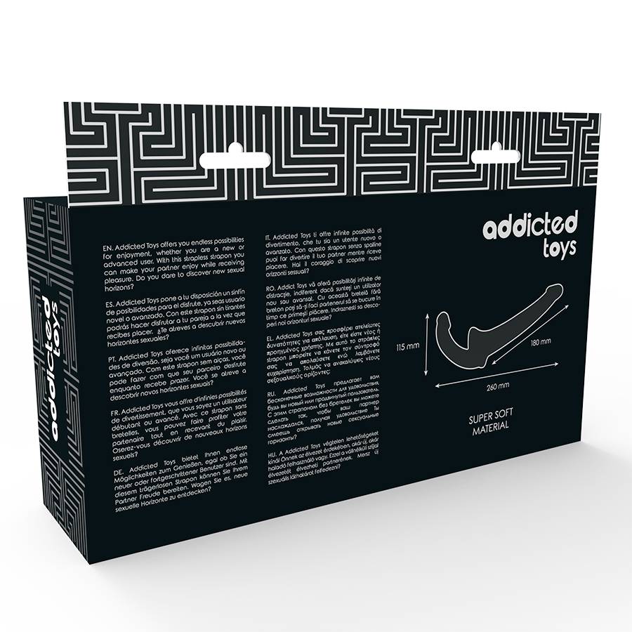 Addicted Toys – Strap-on senza imbracatura, dildo doppio – Nero