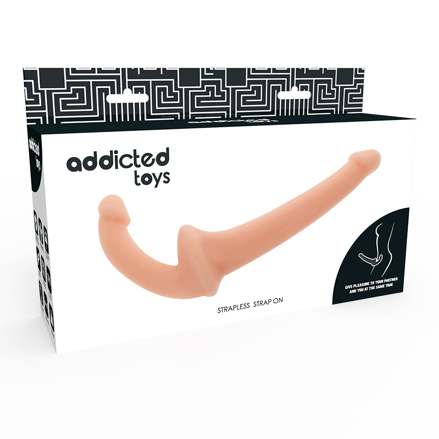 Addicted Toys – Strap-on senza imbracatura, dildo doppio – Carne chiaro