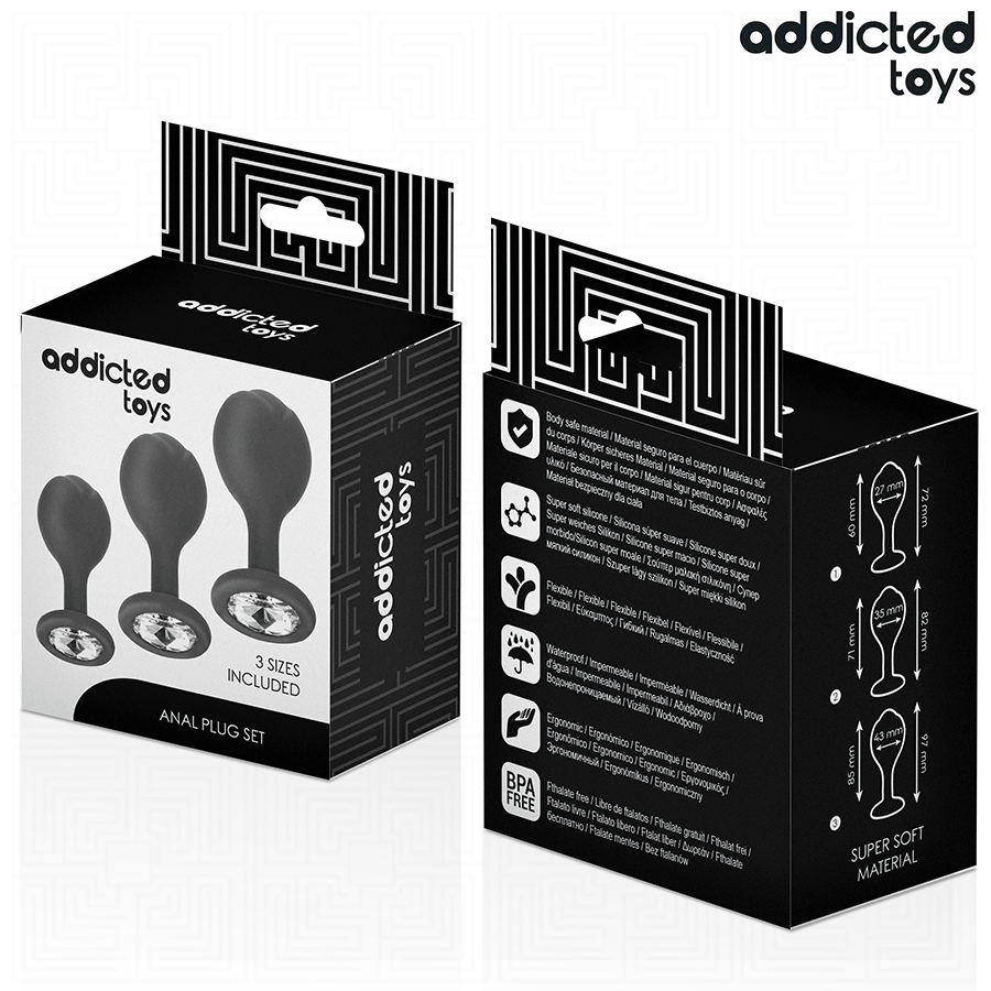 Addicted Toys – Analplug-Set mit Schmuckstein, 3 Größen