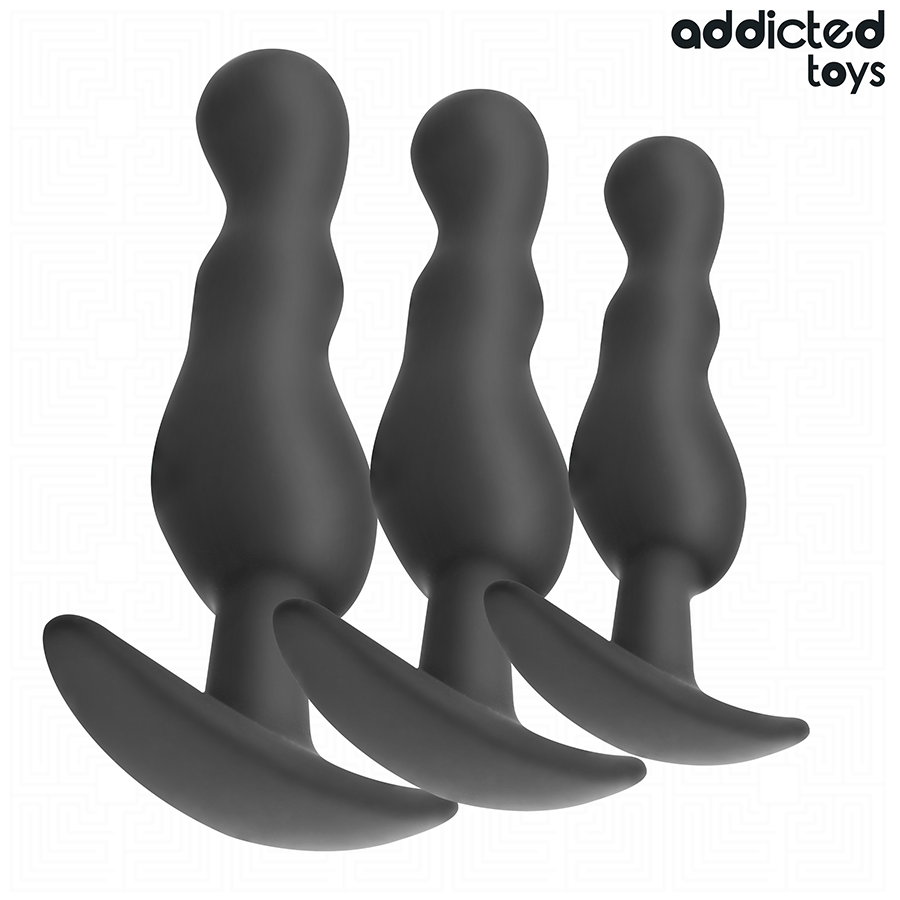 Addicted Toys – Analplug-Set mit doppelter Wölbung, 3 Größen