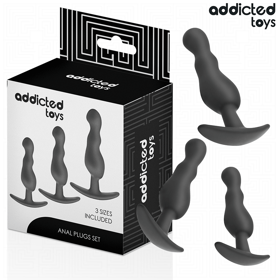 Addicted Toys – Analplug-Set mit doppelter Wölbung, 3 Größen