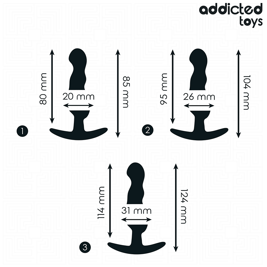 Addicted Toys – Analplug-Set mit doppelter Wölbung, 3 Größen