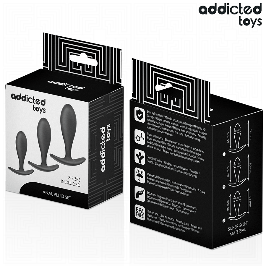 Addicted Toys – Kit de tres plugs anales curvados y estilizados