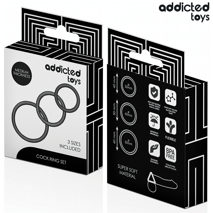 Addicted Toys – 3 Penisringe aus Silikon, schmales Profil