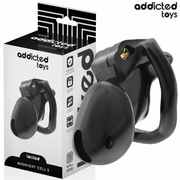 Schwarzer Käfig Midnight Cell S mit integriertem Schloss vor der Locked-Verpackung