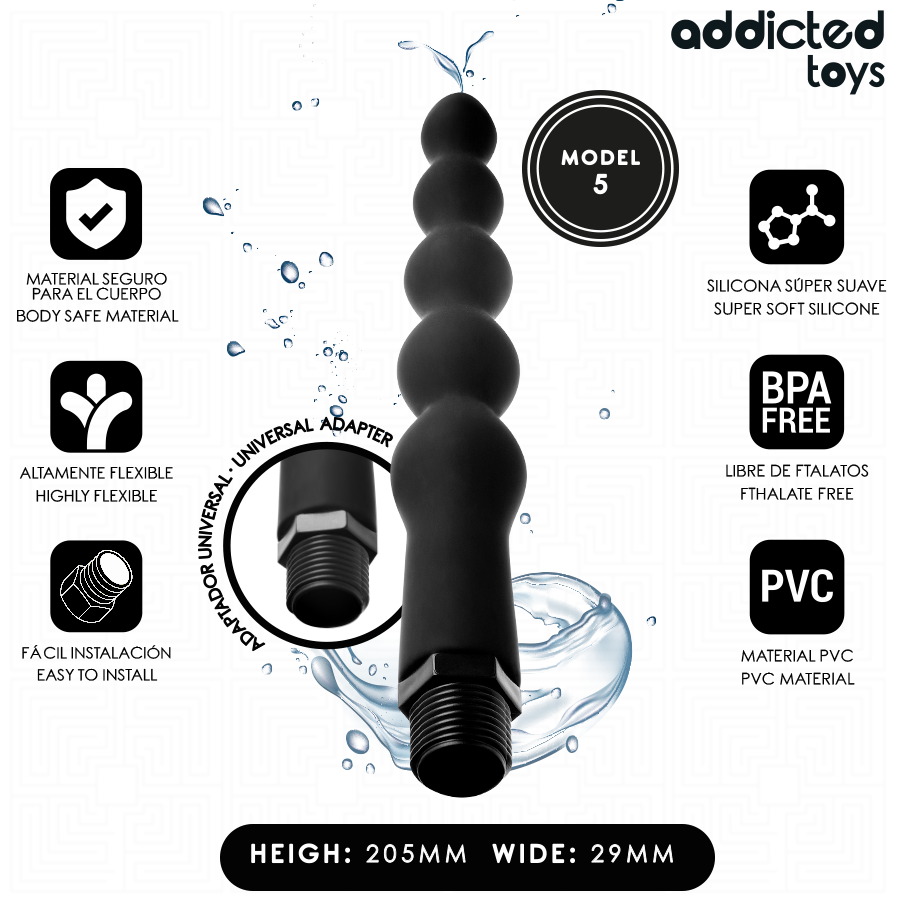 Addicted Toys – Analdusche-Aufsatz mit Gewinde, Modell 5, 20,5 cm