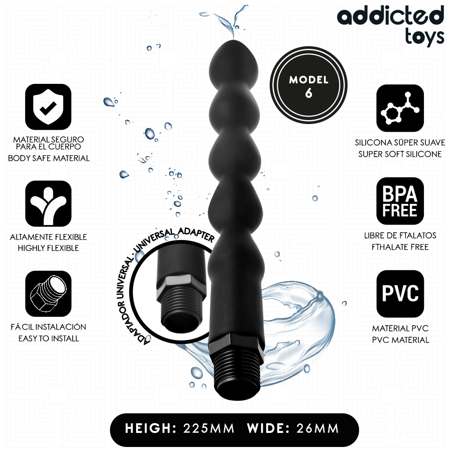 Addicted Toys – Analdusche-Aufsatz mit Gewinde, Modell 6, 22,5 cm