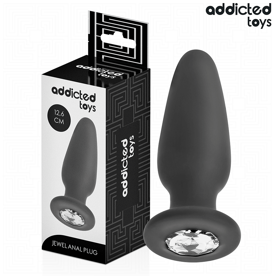 Addicted Toys – Analplug aus Silikon mit Schmuckstein, 3 Größen – Größe L · 12,6 cm