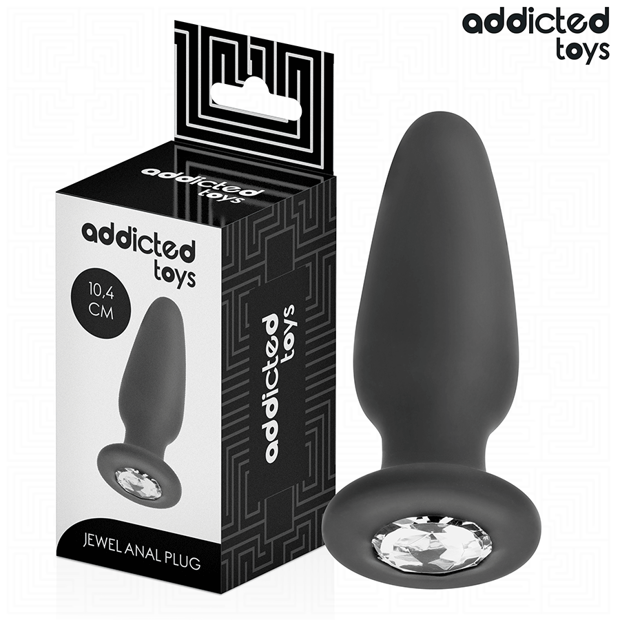 Addicted Toys – Analplug aus Silikon mit Schmuckstein, 3 Größen – Größe M · 10,4 cm