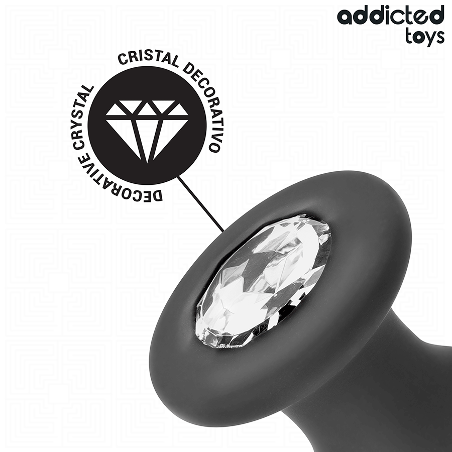 Addicted Toys – Analplug aus Silikon mit Schmuckstein, 3 Größen – Größe S · 8,8 cm