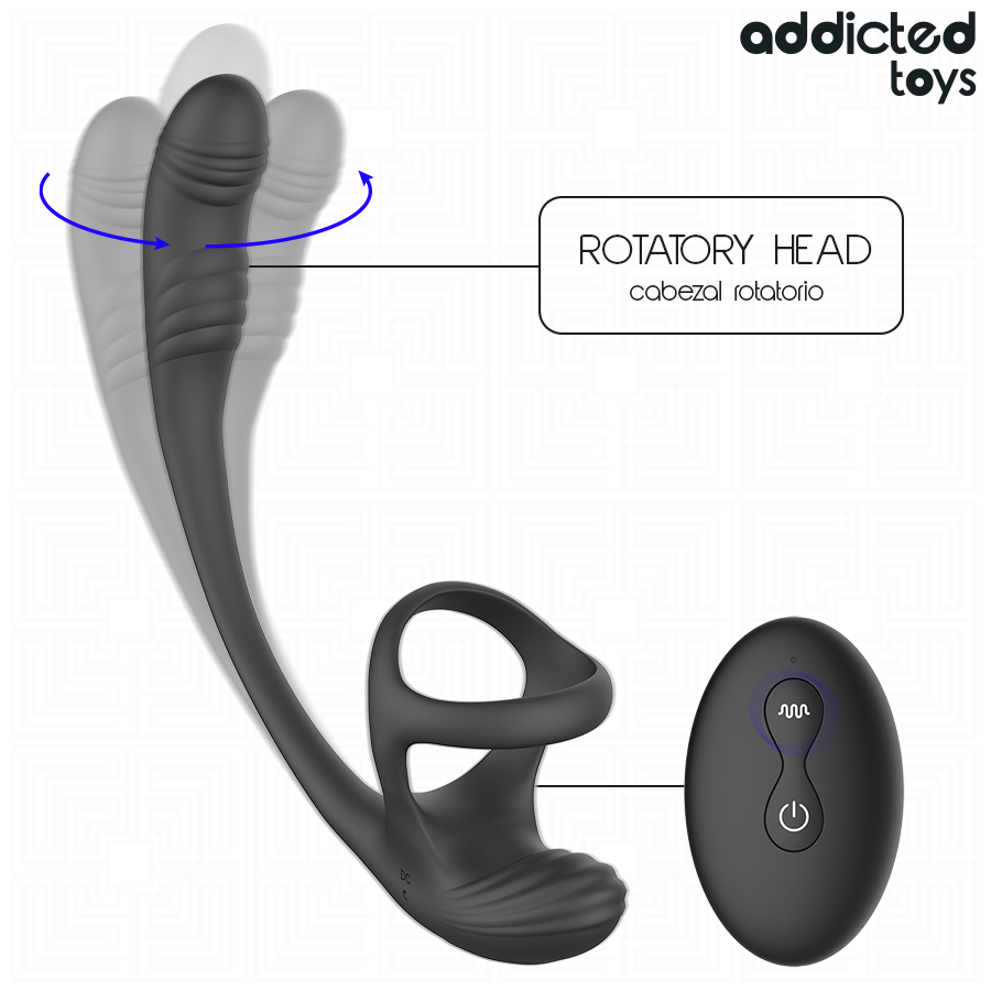 Addicted Toys – Plug anal con vibración, ondulación de 360° y estimulador testicular