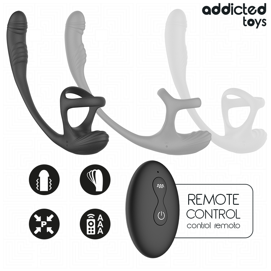 Addicted Toys – Plug anal con vibración, ondulación de 360° y estimulador testicular