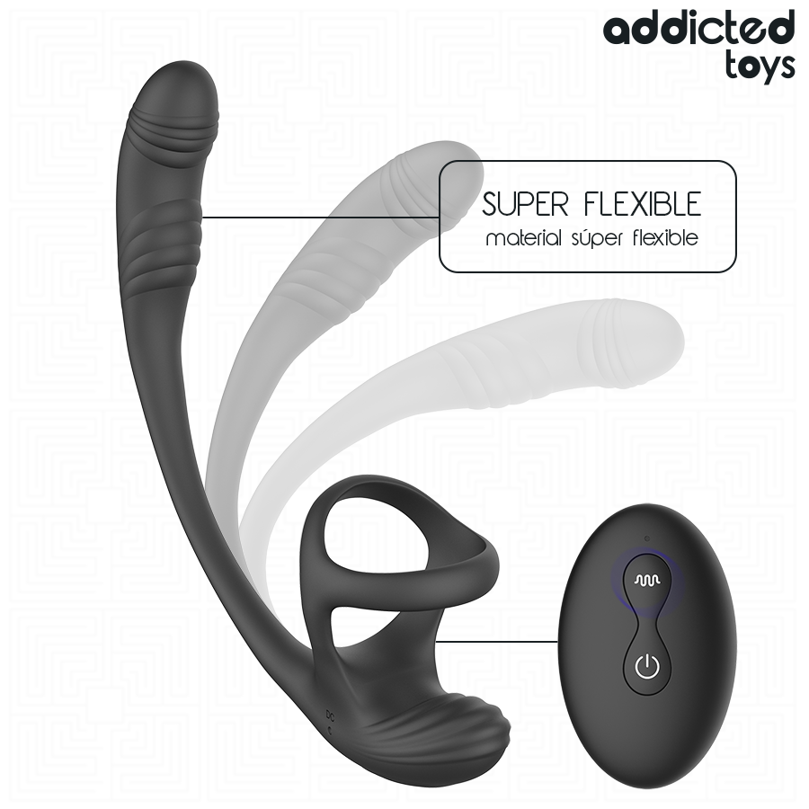 Addicted Toys – Plug anal con vibración, ondulación de 360° y estimulador testicular
