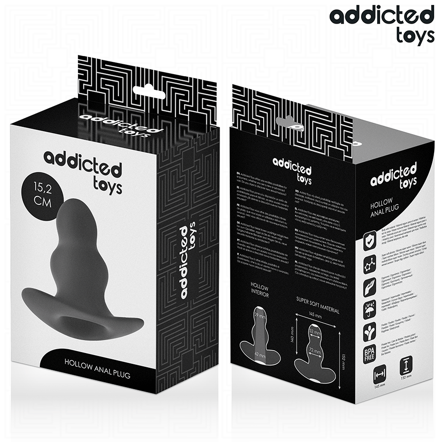 Addicted Toys – Plug anal hueco de silicona, tallas S a XXL – Talla XXL · 15,2 cm