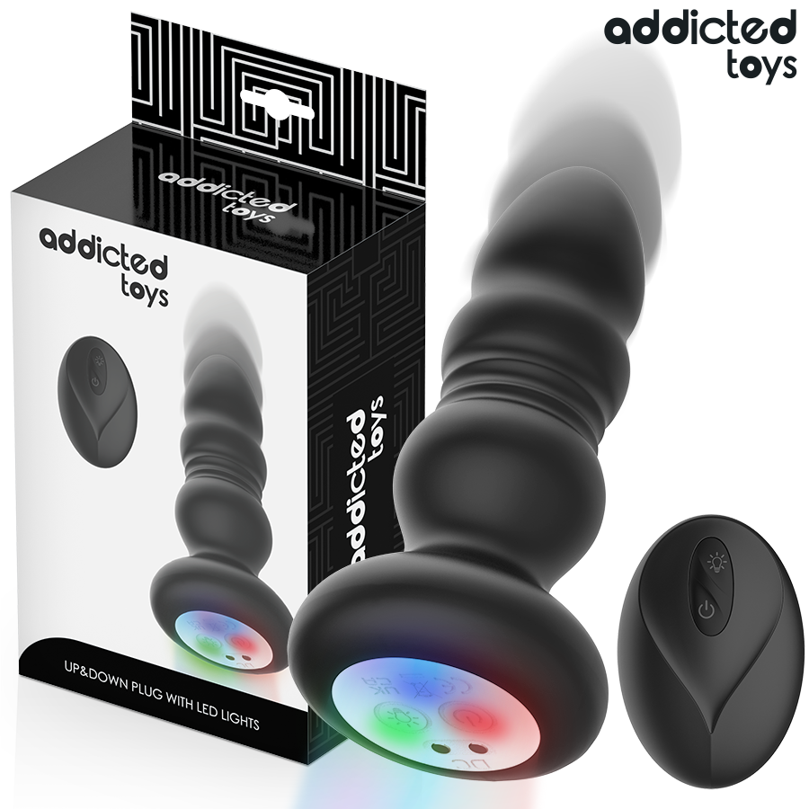 Addicted Toys – Analplug mit Bewegung und Vibration, Fernbedienung mit LED-Licht