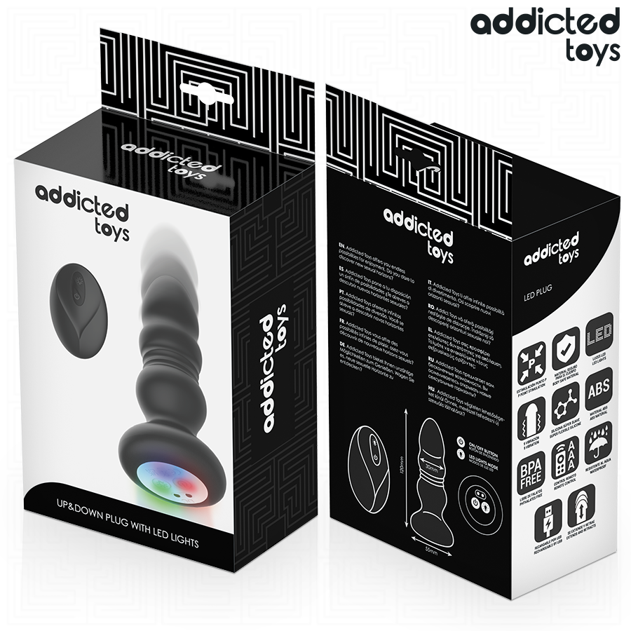 Addicted Toys – Analplug mit Bewegung und Vibration, Fernbedienung mit LED-Licht