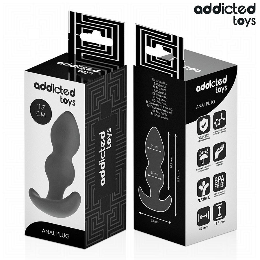 Addicted Toys – Analplug mit zwei Wölbungen aus Silikon, 2 Größen – Größe L · 11,7 cm