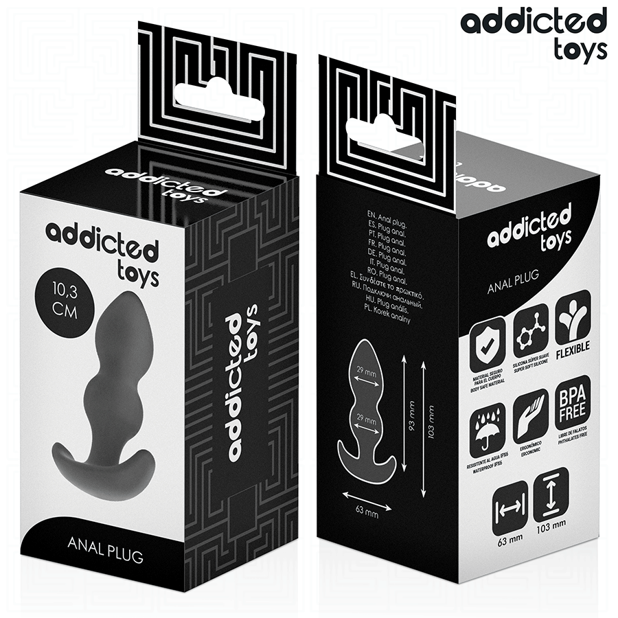 Addicted Toys – Analplug mit zwei Wölbungen aus Silikon, 2 Größen – Größe S · 10,3 cm