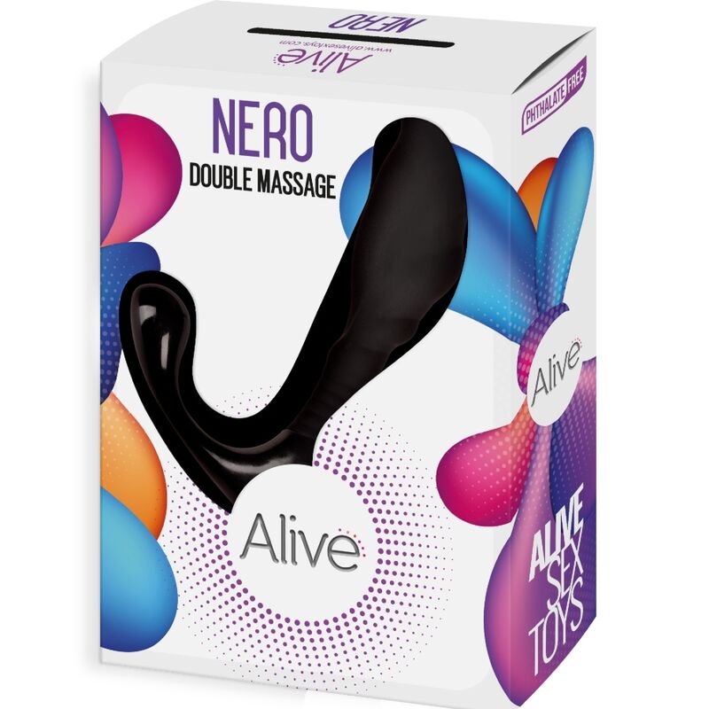Caja Alive Nero Double Massage, con el masajeador ilustrado en la parte delantera