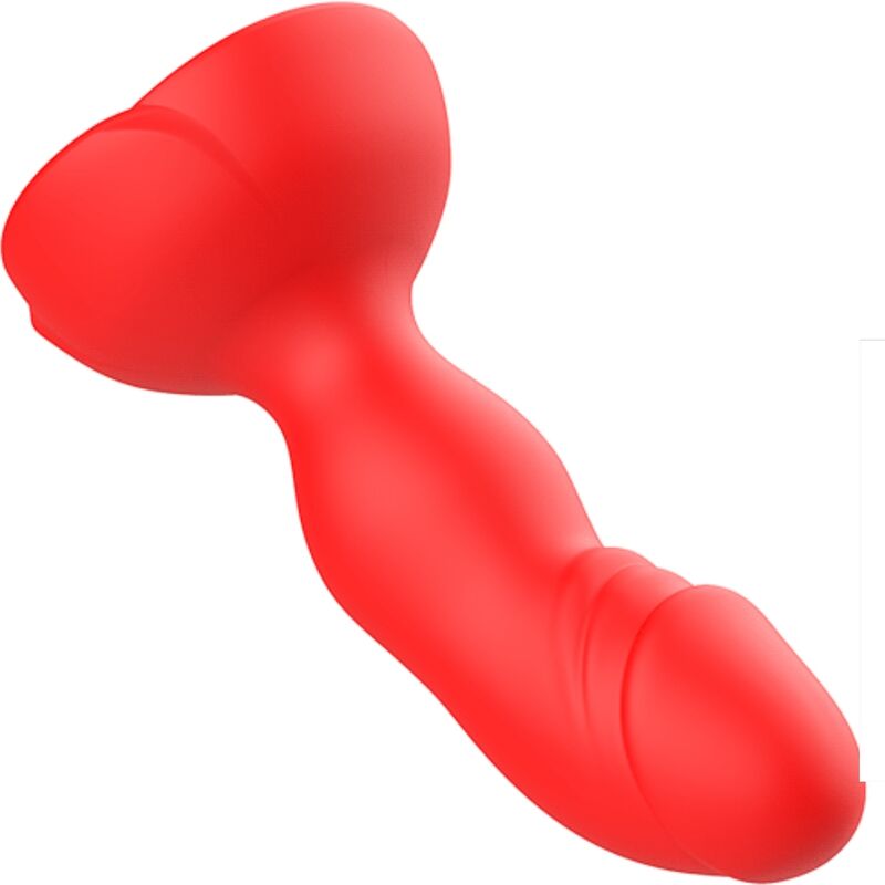 Plug Bloom rojo tumbado, con cabeza curva y base en forma de rosa
