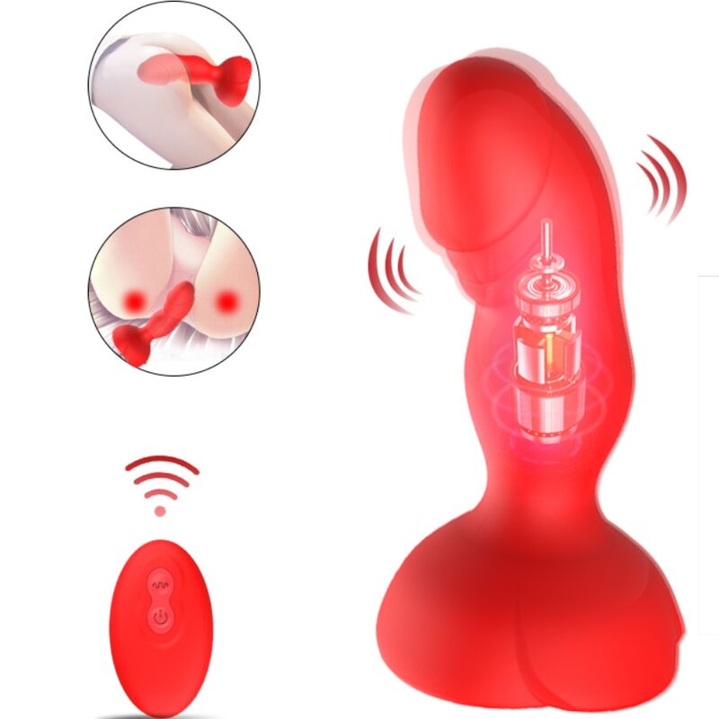 Armony Bloom, plug anal vibrador rojo con base de rosa y mando a distancia