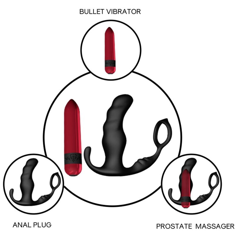 Armony Knight, vibratore anale per la prostata con anello e telecomando, nero