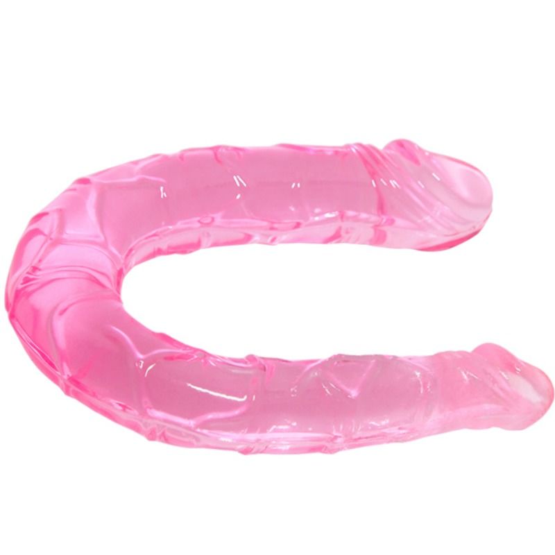 Baile Double Dong — Gode double en U — Rose translucide