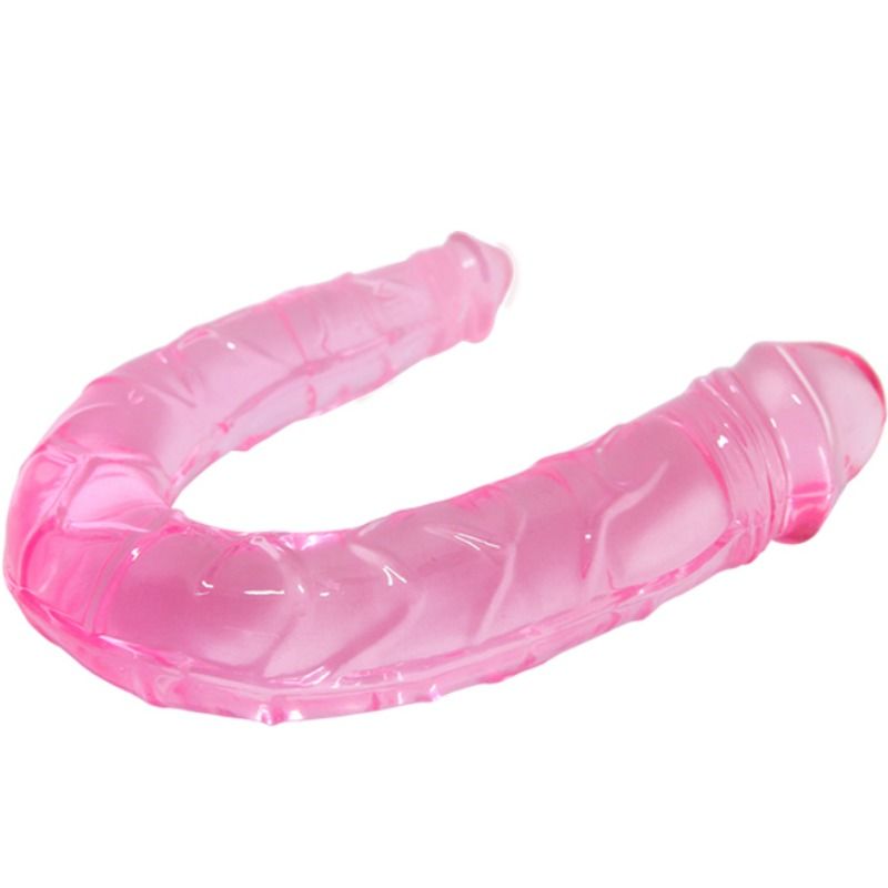 Baile Double Dong — Gode double en U — Rose translucide