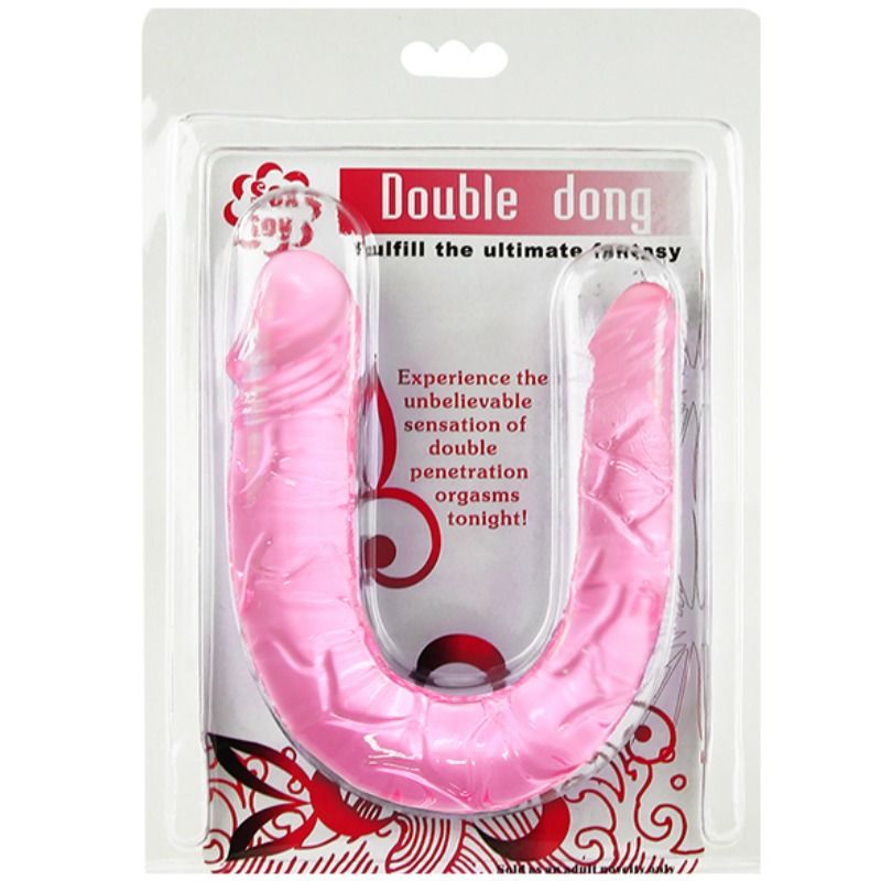 Baile Double Dong — Gode double en U — Rose translucide