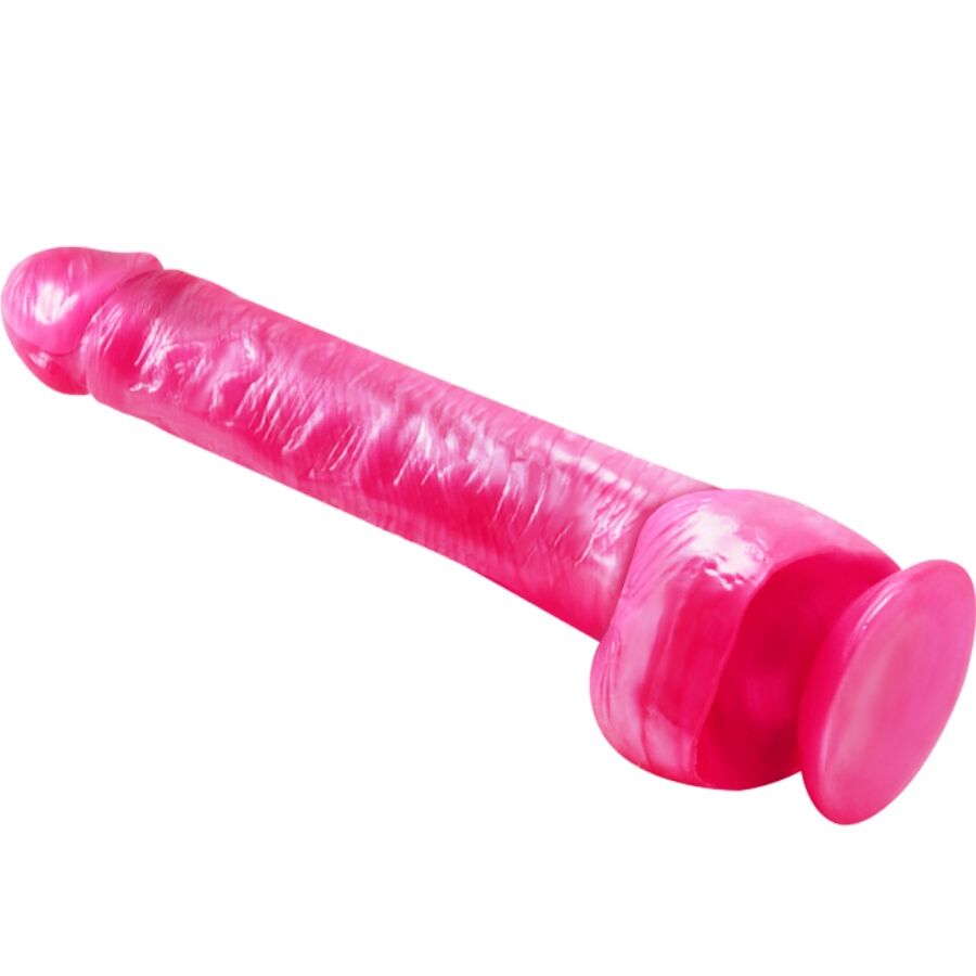Baile Dong – Realistischer Dildo mit Saugfuß, Rosa transparent, 27,8 cm