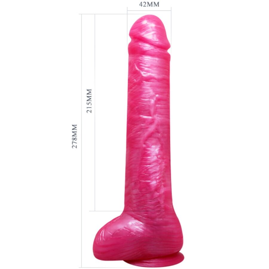 Baile Dong – Realistischer Dildo mit Saugfuß, Rosa transparent, 27,8 cm