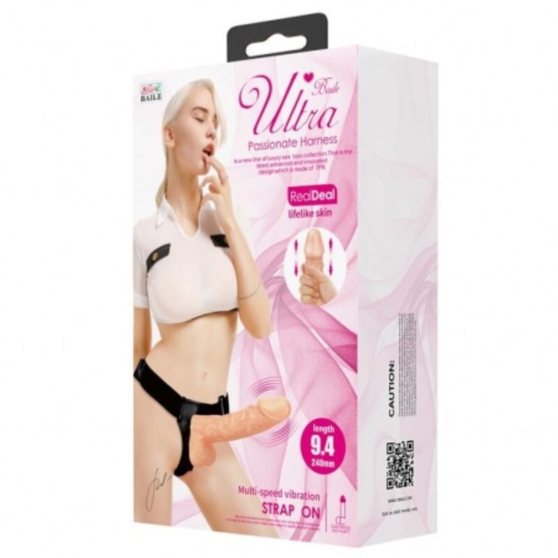 Baile Ultra Passionate – Arnés con consolador vibrador, 24 cm
