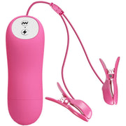 Pinze per capezzoli Baile fucsia con vibrazione ed elettrostimolazione