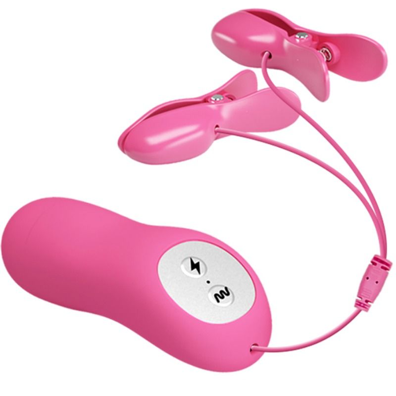 Pinze per capezzoli Baile fucsia con vibrazione ed elettrostimolazione