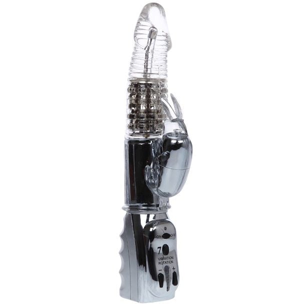 Baile – Transparenter Vibrator mit rotierenden Metallperlen, 26,5 cm