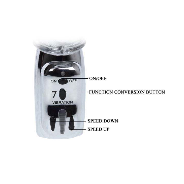 Baile – Transparenter Vibrator mit rotierenden Metallperlen, 26,5 cm