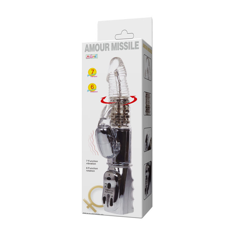 Baile – Transparenter Vibrator mit rotierenden Metallperlen, 26,5 cm
