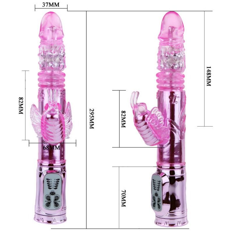 Vibratore rabbit rotante ricaricabile Baile con stimolatore a farfalla, rotazione e pulsazione