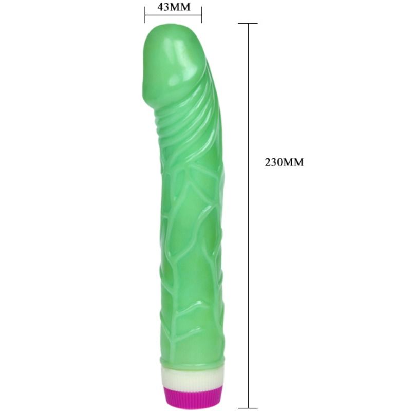 Baile – Consolador vibrador verde, Waves of Pleasure, 23 cm
