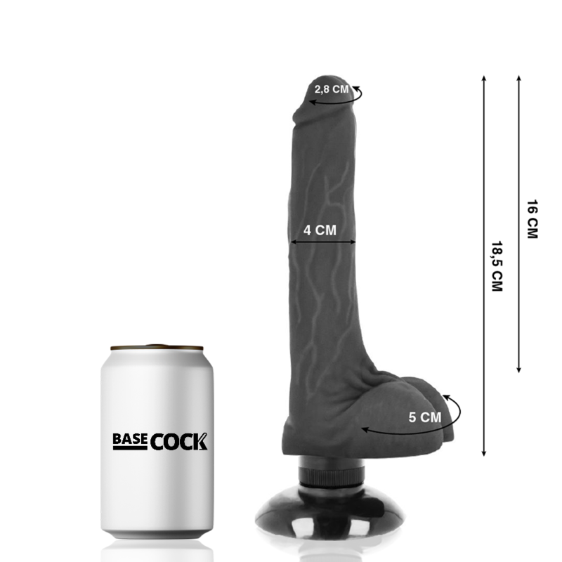 Vibratore realistico Basecock 2 in 1, 18,5 cm, diametro 4 cm