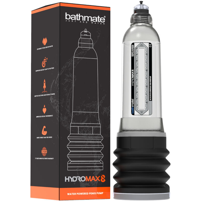 Pompa per pene idraulica Bathmate Hydromax 8, trasparente